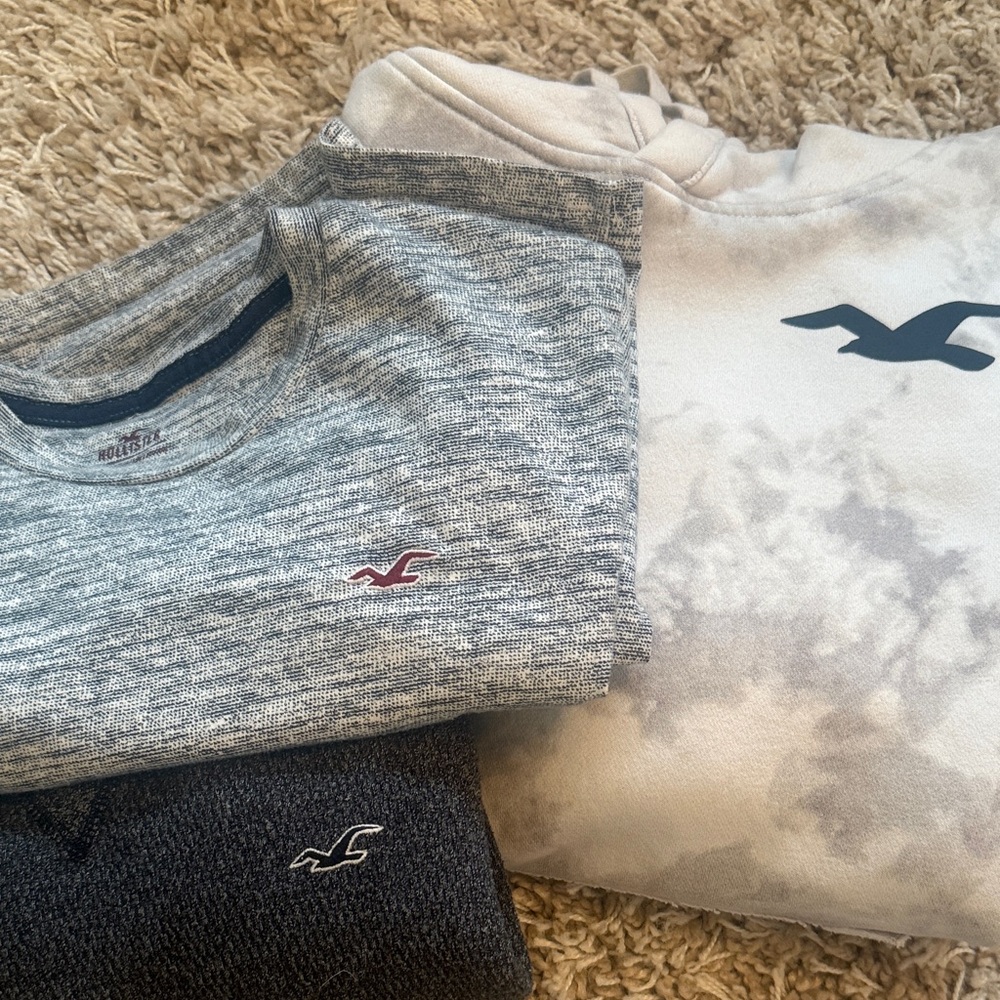 Hollister Men's Teen Hoodie Pullover Sweater & t-shirt X-Small XS gray blue